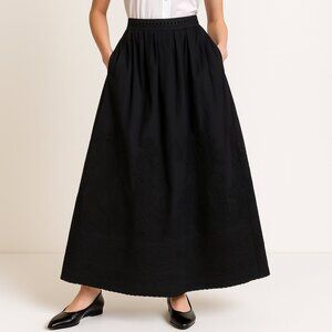 Ermanno Scervino Skirt Black Embroidered Paisley Maxi Italy Boho IT 40 / XS